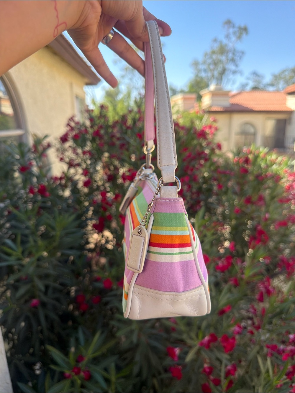 🌈Vintage Y2K Coach Hampton Multicolor Striped Demi Baguette – Style 10802 - Picture 5 of 10